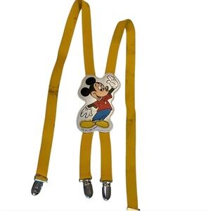 Vintage 1980s Walt Disney Mickey Mouse Yellow Suspenders Original